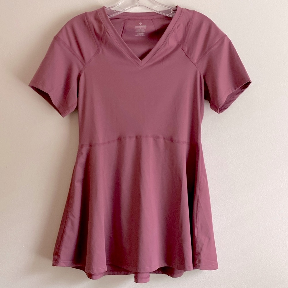Tommy Copper Women’s V-Neck Short Sleeve Shoulder Support Empire Top - Mauve.